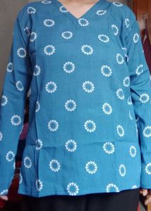 Stylish Blue Floral Print Kurta