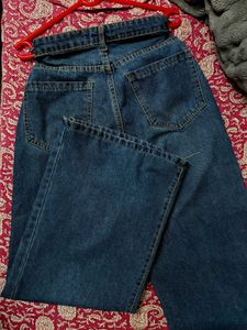 Wide Leg Blue Denim Jeans
