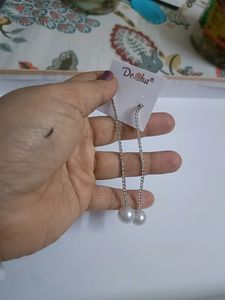 Beautiful Party Wear Long Silver Earrings