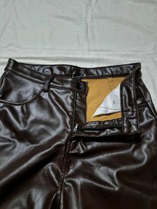 Faux Leather Brown Pants