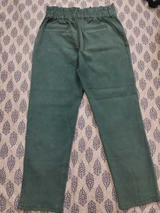 Green High-Waisted Wide-Leg Jeans