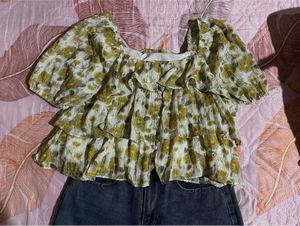Floral Ruffle Tiered Blouse