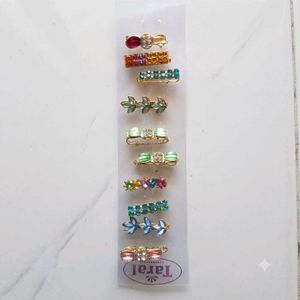 Set of 9 Colorful Rhinestone saree Brooches
