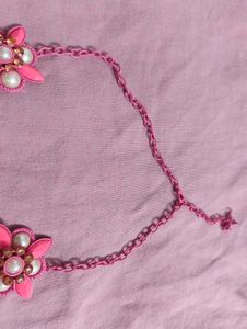 Chic Pink Flower Statement Necklace