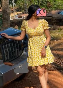 urbanic Yellow Floral Print Mini Dress