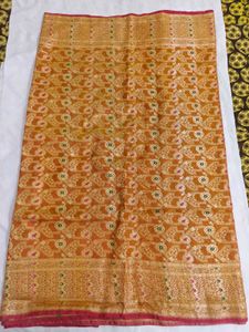 Elegant Orange Banarasi Silk Saree