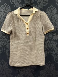 Elegant Textured Polo Neck Top
