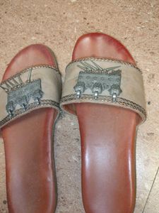 Embellished Tan Slides