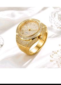 Gold-Tone Diamond Ring Watch