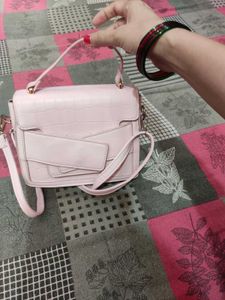 Chic Pink Croc Embossed Crossbody Bag