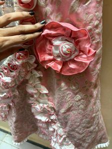 Exquisite Pink &amp; White Embellished Gown