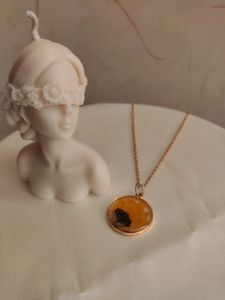 Real Sunflower Floral Necklace Pendant