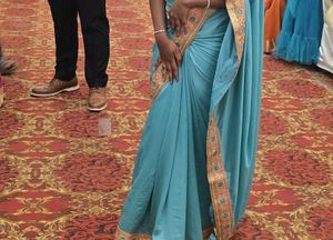 Sky Blue Traditional Designer Saree with Embroider