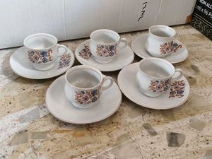 Set of 5 Vintage Floral Coffee Cup Se