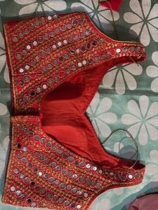 Stunning Red Mirror Work Blouse