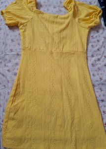 Lemon Yellow Eyelet Dress