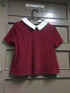 Maroon Top w/ White Collar