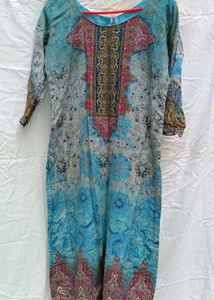 Cotton Blue Printed top of churidar