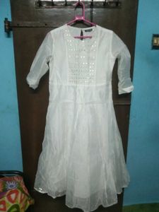 White Mirror Work Kurta
