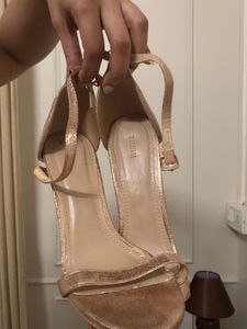 Sparkling Rose Gold Strappy Heels
