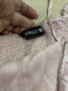 Light Pink Satin Strappy crop Top