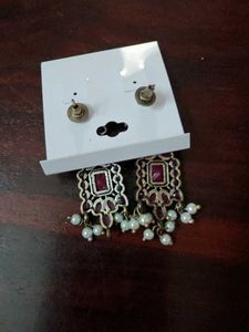Red Stone Drop Earrings