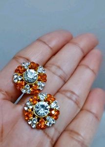 🧡 Elegant Orange Crystal Studs