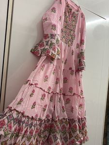 Pink Floral Anarkali Kurta
