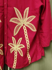 Pink Palm Tree Print Shirt