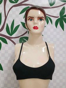 (431)Black Ribbed Bralette