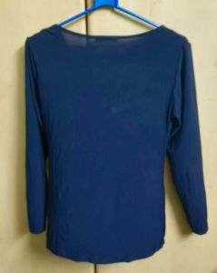 Elegant Navy Cowl Neck Top