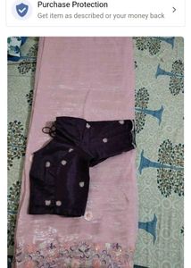 Beautiful Pink Saree with Embroidered Border