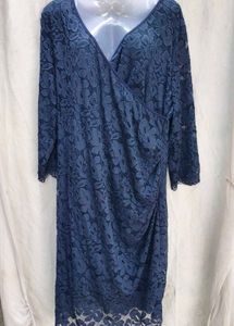 I. Elegant Navy Lace Wrap Dress