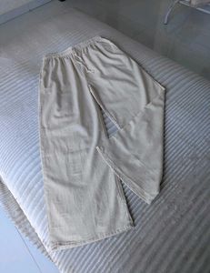 Cream Wide Leg Linen Pants