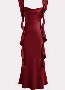 Elegant Burgundy Ruffle Dress