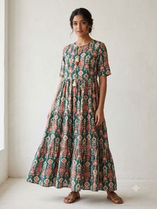 Boho Print Teal ethnic gown