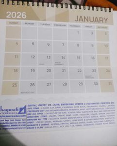 2026 Table calander