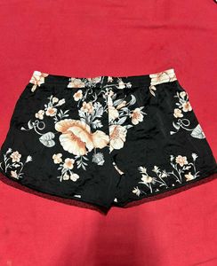 Floral Black Shorts