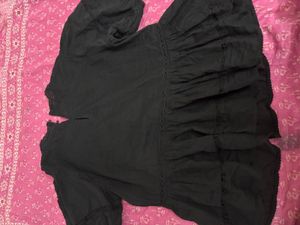 Chic Black Embroidered peplum Top