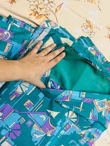 Beautiful Teal Saree with Abstract Print🤎