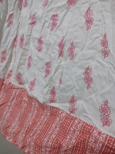 Sleeveless White Dress With Printed Shrug 🤍💖
