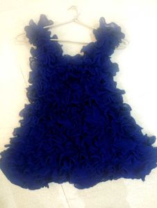 Boho Crochet Ruffle Blue Bag