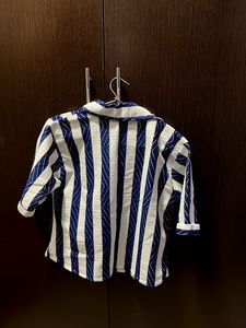 Striped Button-up Cropped Shirt