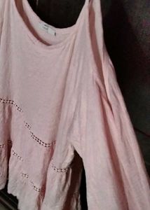Light Pink Cold Shoulder lace Top