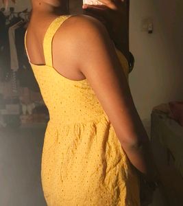 Yellow Eyelet Button-Up Dress