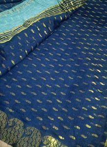 Beautiful Blue &amp; Pink Striped Saree