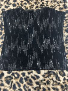 Zara Sparkly Black Velvet Top