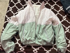 Mint Green &amp; White Bomber Jacket