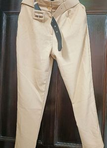 Beige Colour Classy High Waisted Trouser Pant 👌👌With Belt
