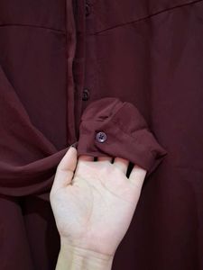 Stylish Maroon Button-Up Shirt